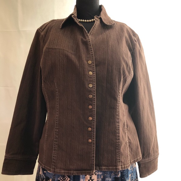 CJ Banks Jackets & Blazers - CJ Banks Brown Denim Jacket 2X